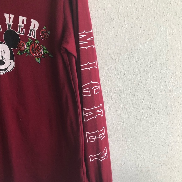 Disney Tee Forever Mickey Roses Long Sleeve Top Sz M EUC - Picture 4 of 11